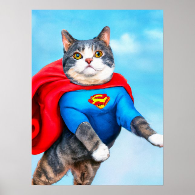 A superhero cat is a fun and quirky poster (Front)
