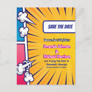 A Superpowered Love Affair Announcement Postcard