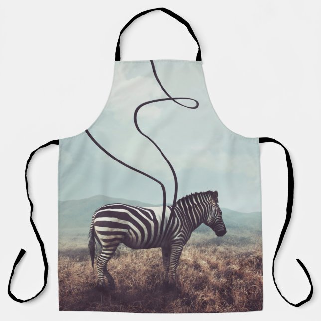 A surreal image of a zebra and two of its black st apron (Front)