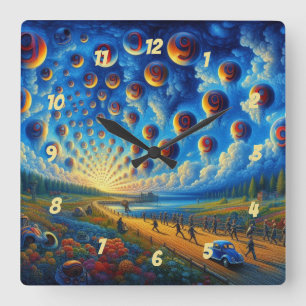 A Surreal Journey Through Sound and Vision Square Wall Clock