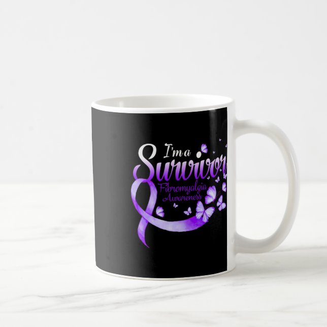 A Survivor Fibromyalgia Awareness Butterfly  Coffee Mug (Right)