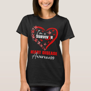 A Survivor Heart Disease Awareness Red Butterfly T-Shirt