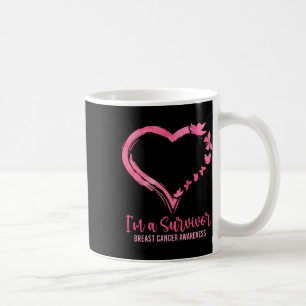 A Survivor Shirt Pink Butterfly Heart Breast Cance Coffee Mug
