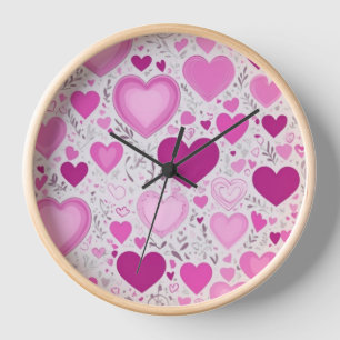 A sweet and charming pink hearts clock