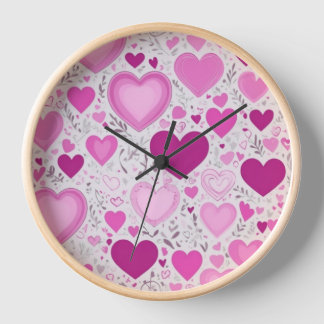 A sweet and charming pink hearts clock