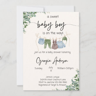 A Sweet Baby Boy Is On His Way Baby Shower Invites