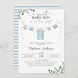 A sweet baby boy is on his way Laundry Blue  Invitation