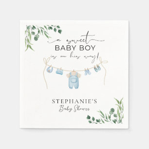 A sweet baby boy is on his way Laundry Blue  Napkin