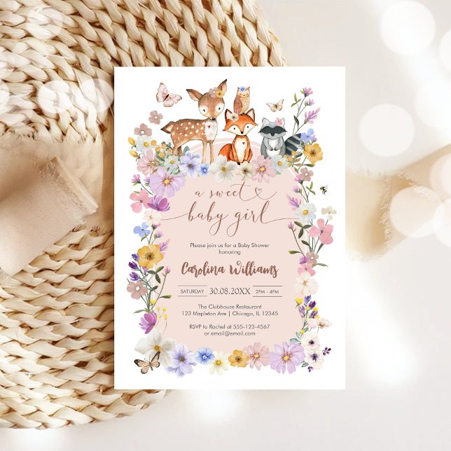 A Sweet Baby Girl Wildflower Butterfly Baby Shower Invitation (Creator Uploaded)