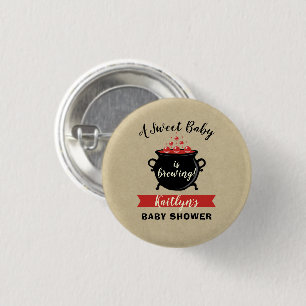 A Sweet Baby Is Brewing Halloween Baby Shower 3 Cm Round Badge