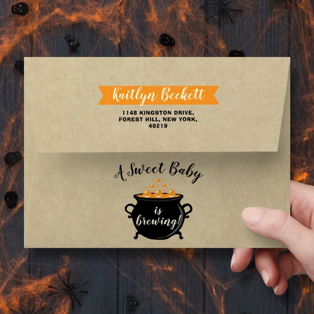 A Sweet Baby Is Brewing Halloween Baby Shower Envelope (Creator Uploaded)