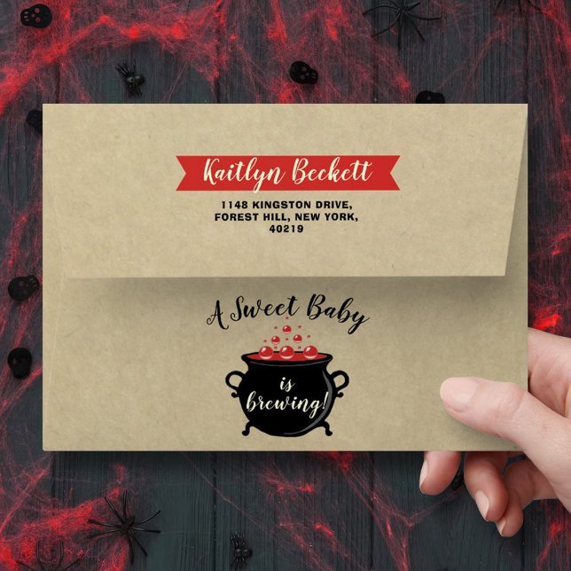 A Sweet Baby Is Brewing Halloween Baby Shower Envelope (Creator Uploaded)