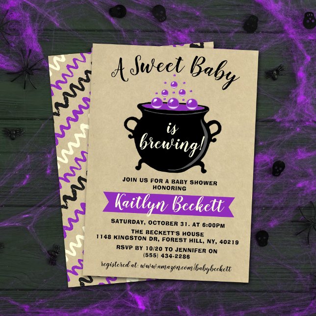 A Sweet Baby Is Brewing Halloween Baby Shower Invitation (Creator Uploaded)