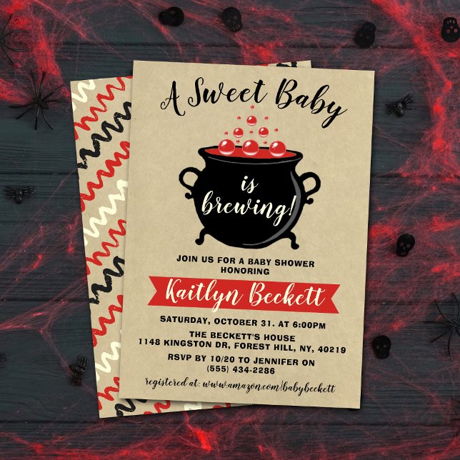 A Sweet Baby Is Brewing Halloween Baby Shower Invitation (Creator Uploaded)