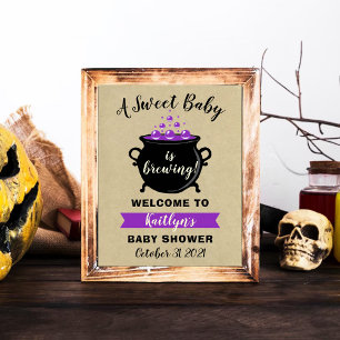 A Sweet Baby Is Brewing Halloween Baby Shower Poster