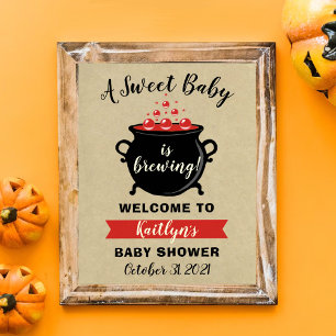 A Sweet Baby Is Brewing Halloween Baby Shower Poster
