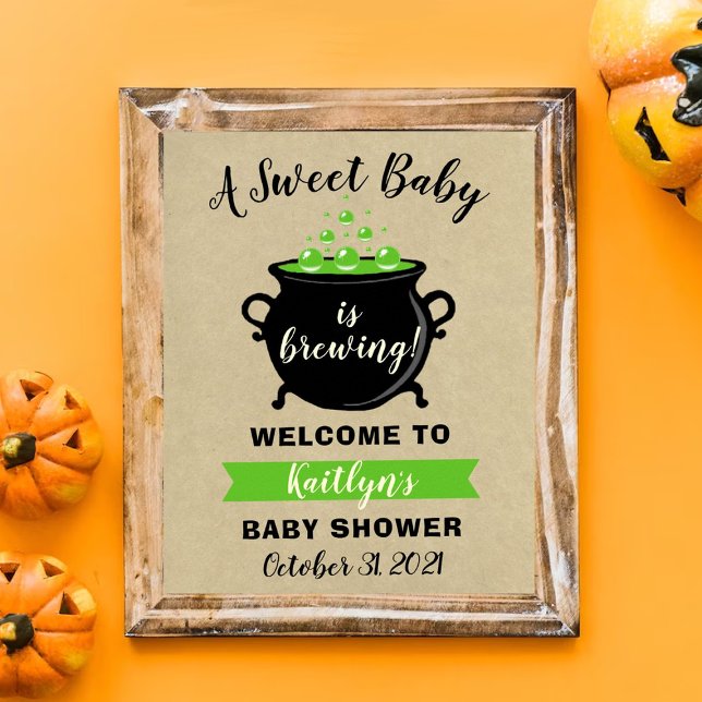 A Sweet Baby Is Brewing Halloween Baby Shower Poster (Creator Uploaded)