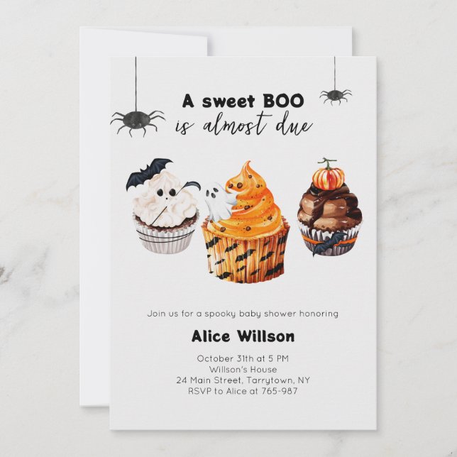 A Sweet Boo is Almost Due Halloween Baby Shower Invitation (Front)