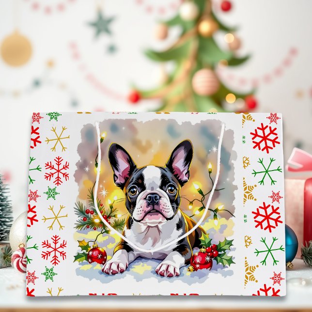 A Sweet Boston Terrier Christmas Large Gift Bag (Creator Uploaded)