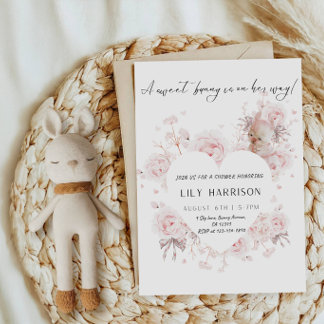 A Sweet Bunny Is On Her Way Baby Shower Party Invitation