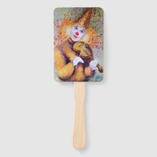A sweet clown playing the violin hand fan