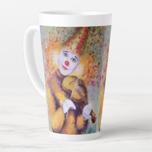 A sweet clown playing the violin latte mug