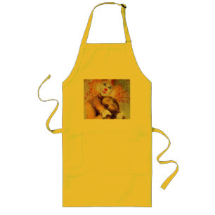 A sweet clown playing the violin long apron