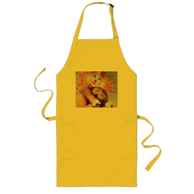 A sweet clown playing the violin long apron (Front)