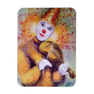 A sweet clown playing the violin magnet