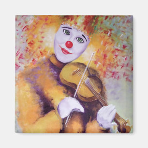 A sweet clown playing the violin magnet