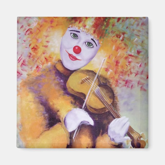 A sweet clown playing the violin magnet (Front)