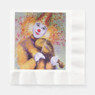 A sweet clown playing the violin napkin