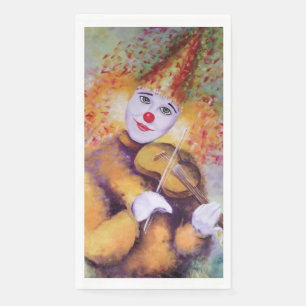 A sweet clown playing the violin napkin