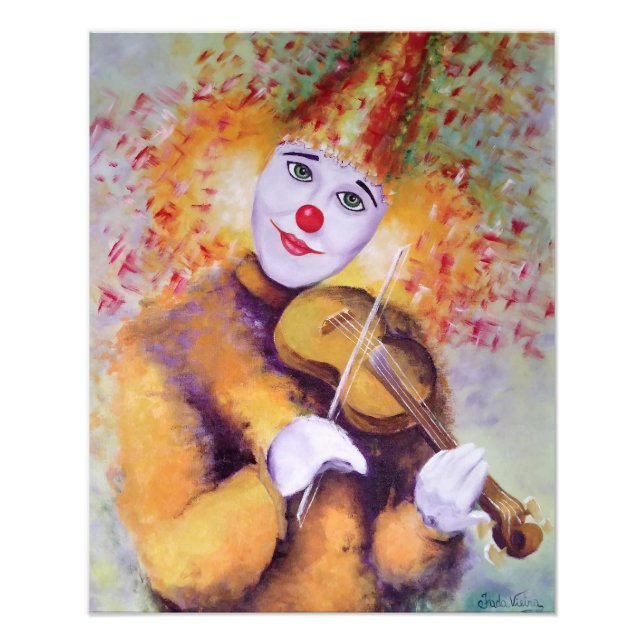 A sweet clown playing the violin photo print (Front)