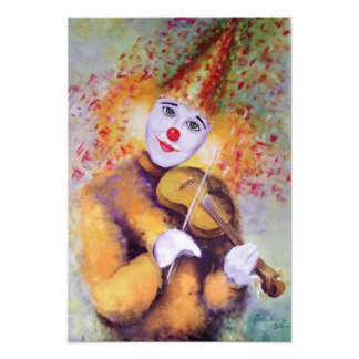 A sweet clown playing the violin photo print