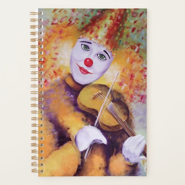 A sweet clown playing the violin planner (Front)
