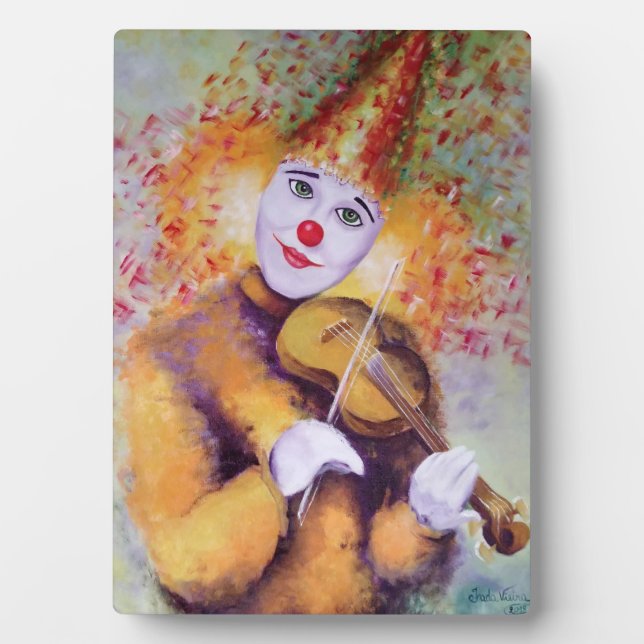A sweet clown playing the violin plaque (Front)