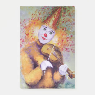 A sweet clown playing the violin post-it notes