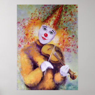 A sweet clown playing the violin poster