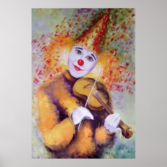 A sweet clown playing the violin poster (Front)