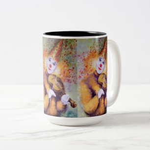 A sweet clown playing the violin Two-Tone coffee mug
