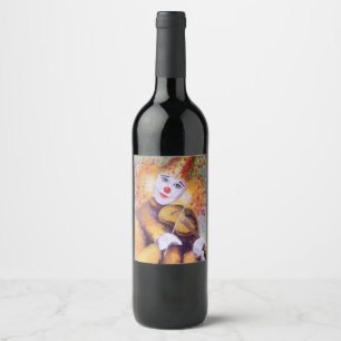 A sweet clown playing the violin wine label