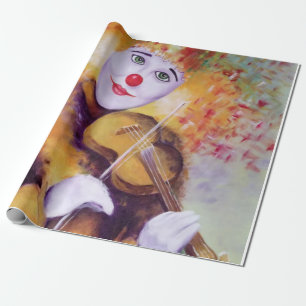 A sweet clown playing the violin wrapping paper