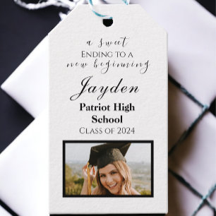 A Sweet End to a New Beginning Graduation Photo  Gift Tags