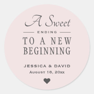 A Sweet Ending Blush Wedding Favour Sticker