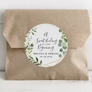 A Sweet Ending to A new beginning Gold Wedding  Classic Round Sticker