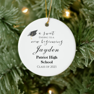 A Sweet Ending to a New Beginning Graduation Ceramic Ornament