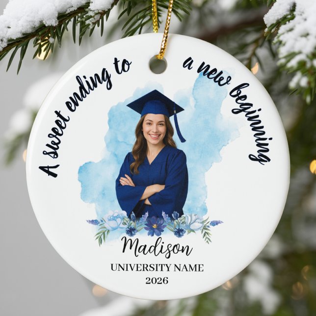 A Sweet Ending to a New Beginning Graduation Gift Ceramic Ornament (Creator Uploaded)