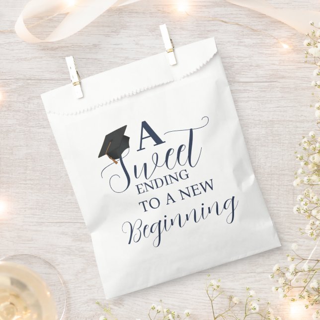 A sweet ending to a new beginning graduation party favour bag (Clipped)