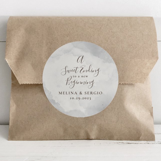 A Sweet Ending to A new beginning Wedding  Classic Round Sticker (Creator Uploaded)